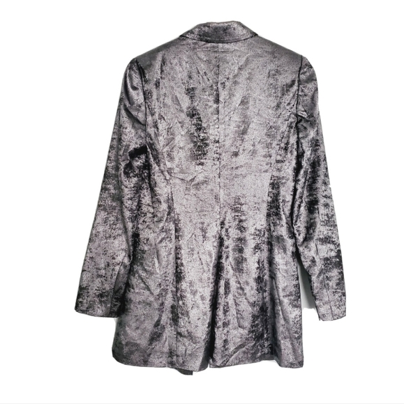 NEW BCBGMaxAzria Metallic Double Breasted Blazer Suit Jacket Silver - Picture 3 of 5